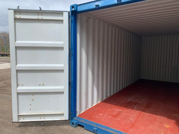 20′ x 8′ x 8.5′ Tall– Wind and Watertight **Off Rent** Used Shipping / Storage Container – Blue - Image 3